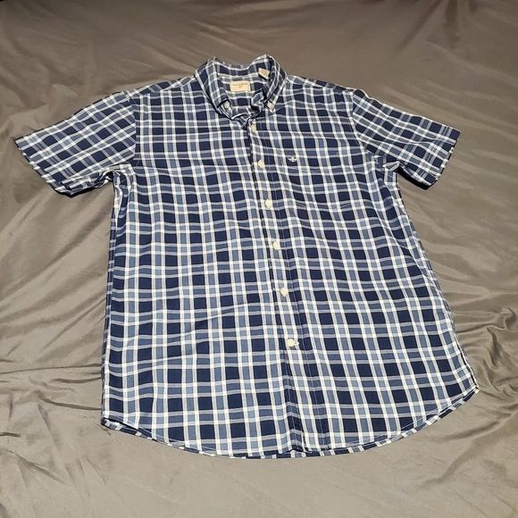 Short Sleeve Blue Plaid Button Down - Picture 1 of 5